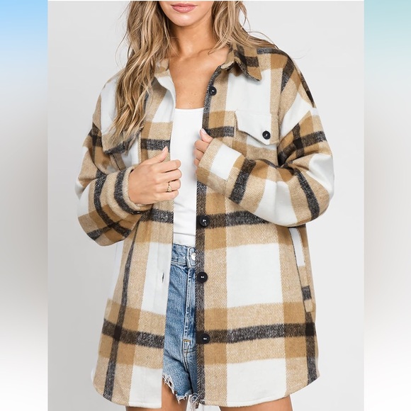 Jackets & Blazers - Price ⬇️ Plaid Button-Up Jacket, soft and comfy as a layer or jacket!